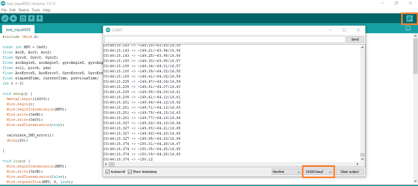 راه اندازی و تست ماژول MPU6050