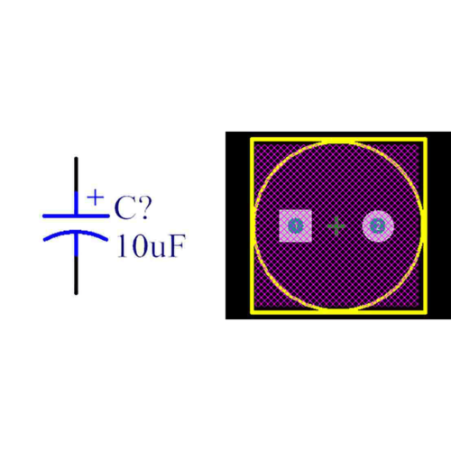 فوت پرینت خازن الکترولیتی 5-10x16