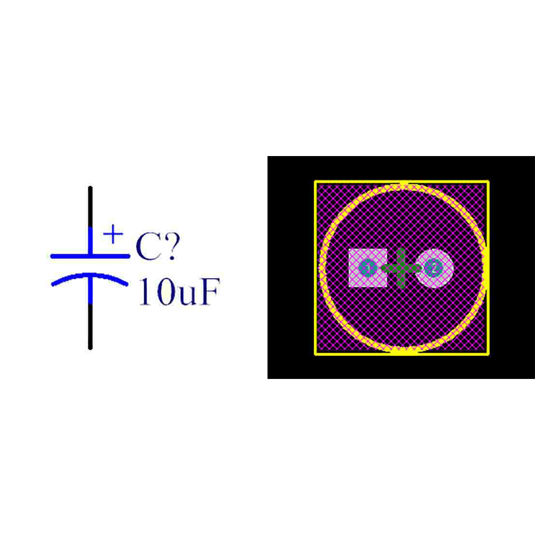 فوت پرینت خازن الکترولیتی 2-5x12