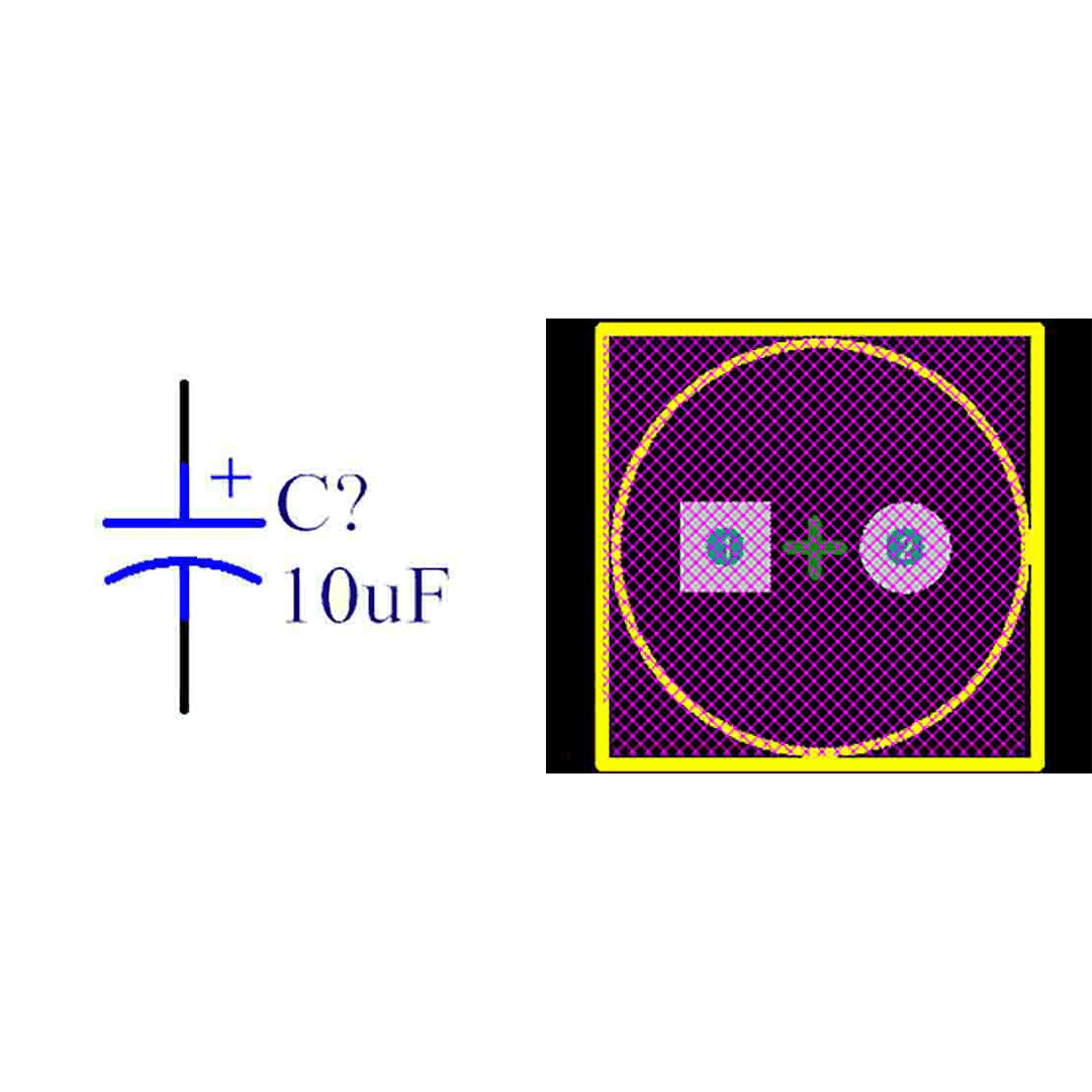 فوت پرینت خازن الکترولیتی 3.5-8x14